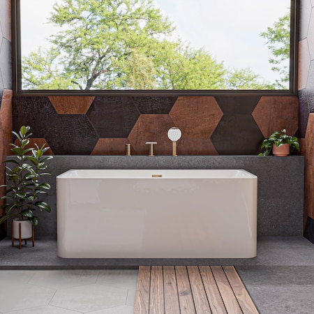 Alfi Brand 59" White Rectangular Acrylic Free Standing Soaking Bathtub AB8858